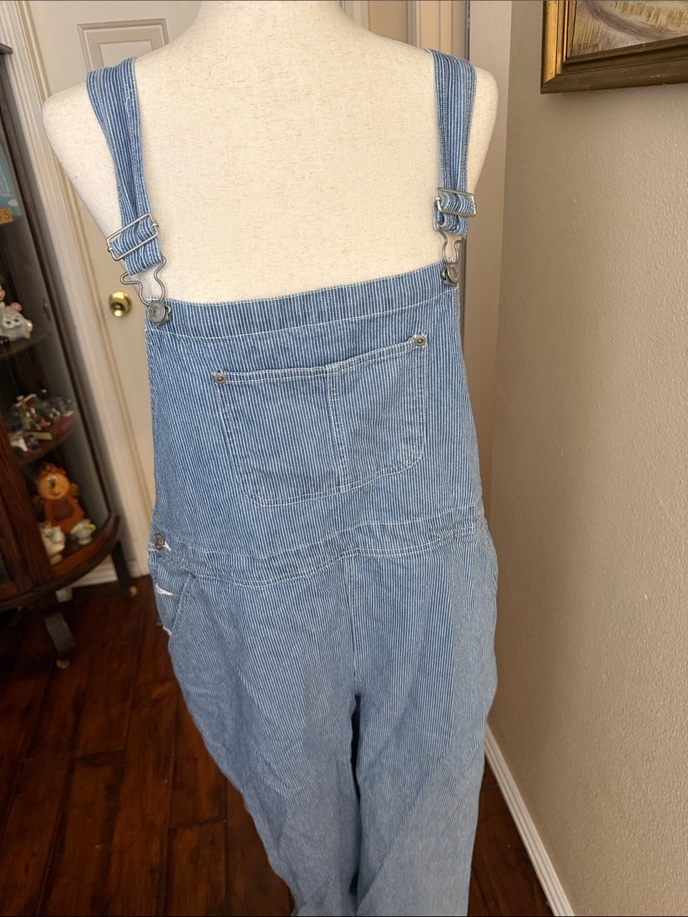 Gloria Vanderbilt Light Blue Pinstripe Denim Overalls